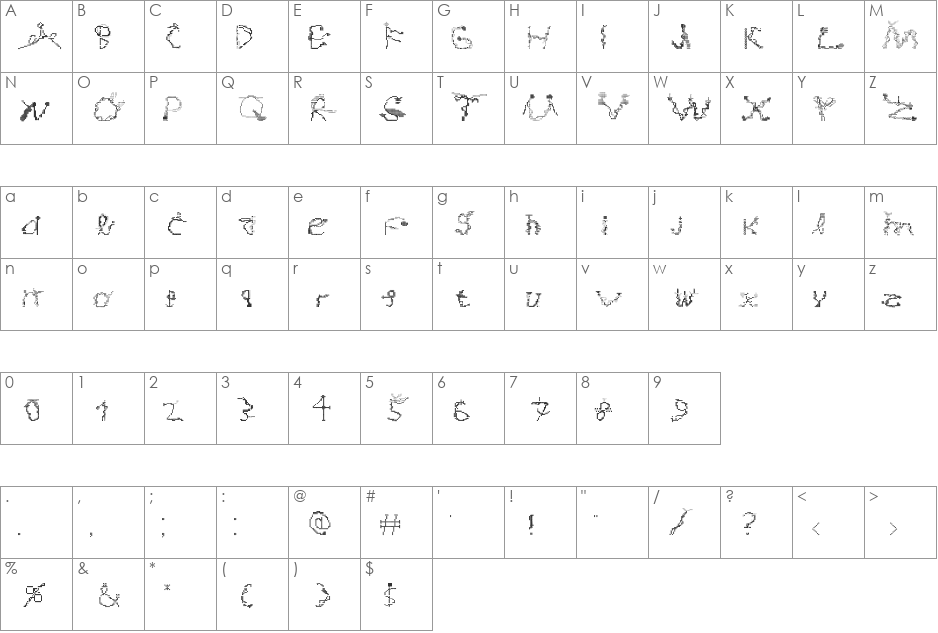 Magicial Game font character map preview