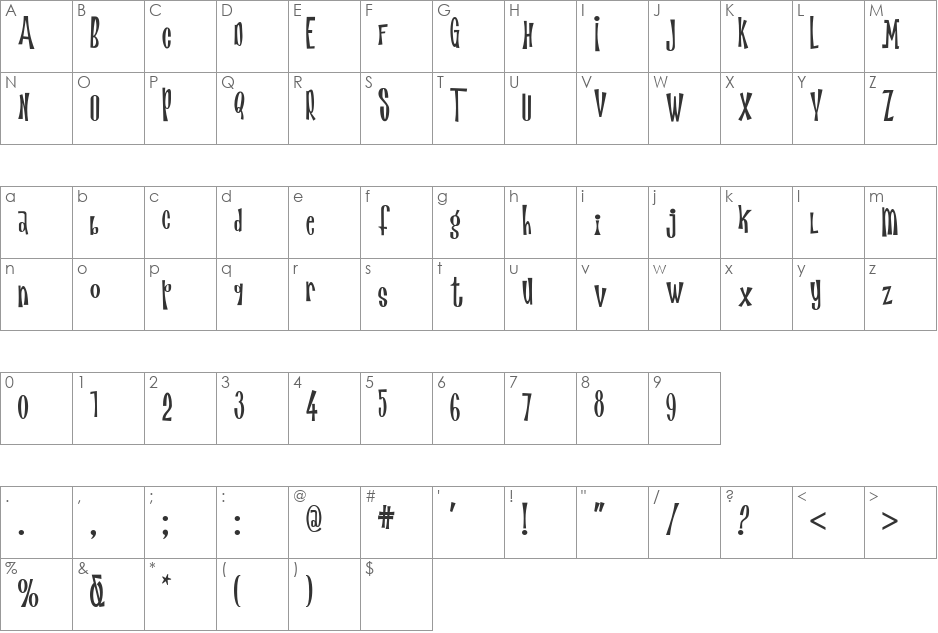 MagicTwangerNF font character map preview
