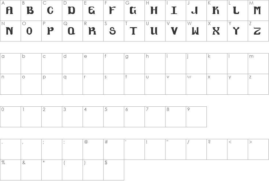 Magklor font character map preview