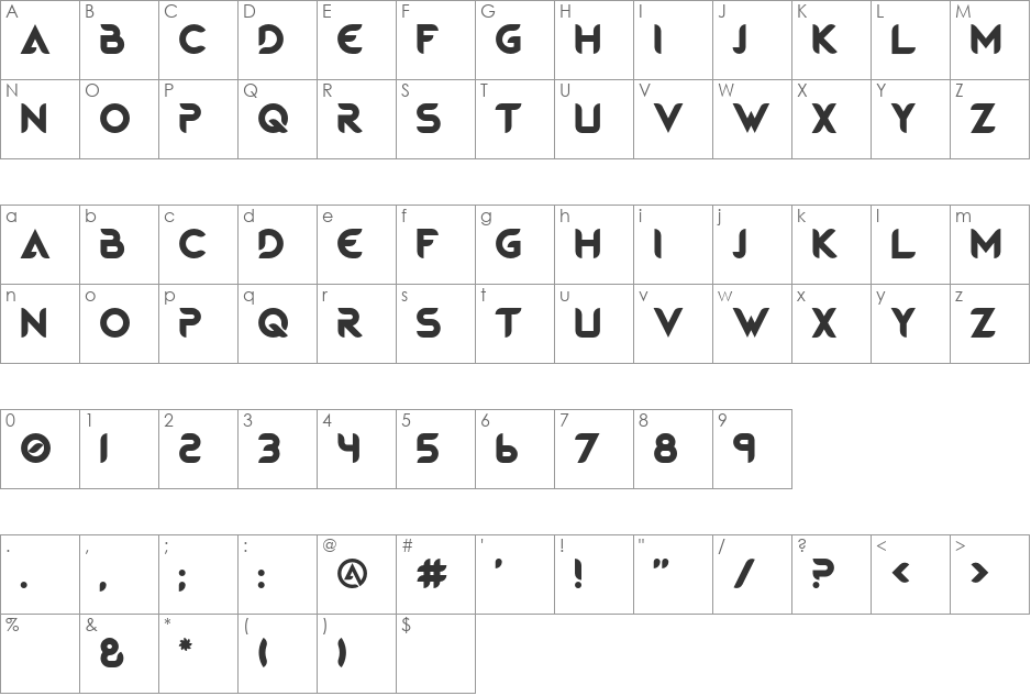 Magmawave Caps font character map preview