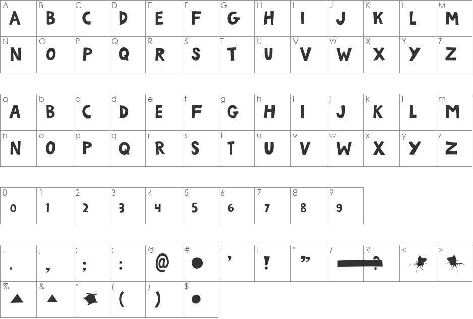 Autumn Rats font character map preview