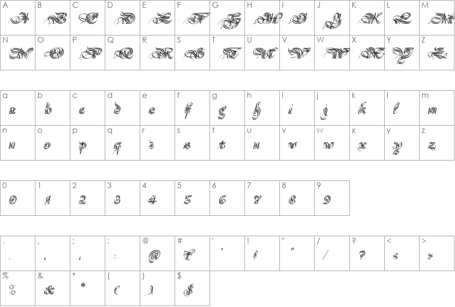 Magnificat font character map preview