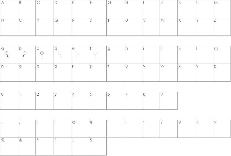 Magnifying Glass font character map preview
