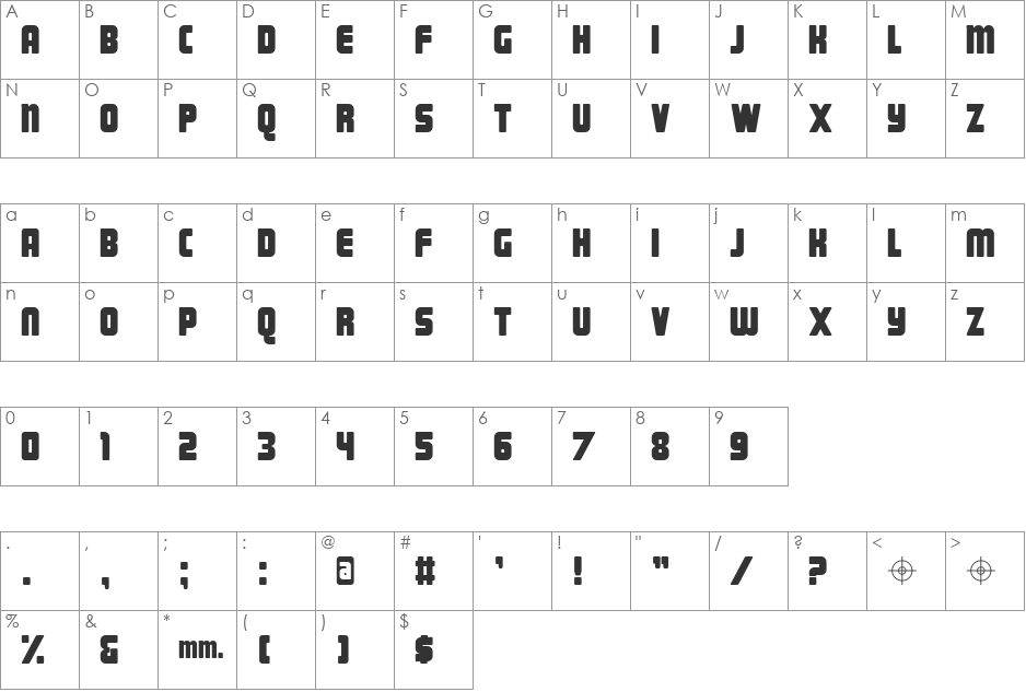 Magnum font character map preview