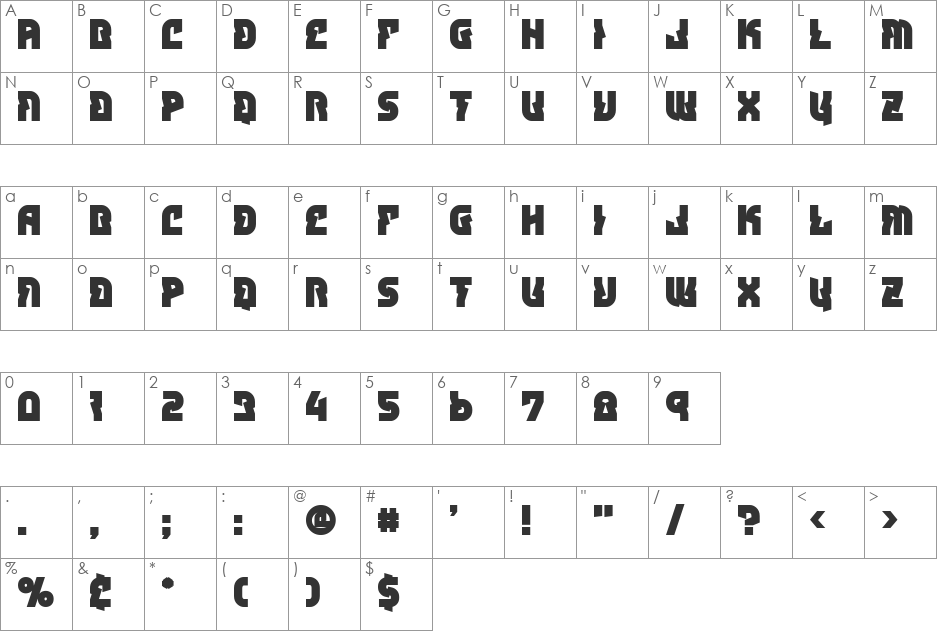 Magnum font character map preview
