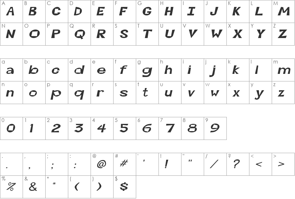 Magoo-Extended font character map preview