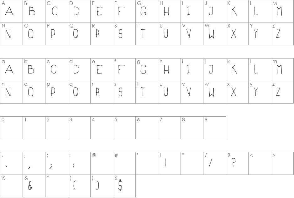 MAGRILINHA font character map preview