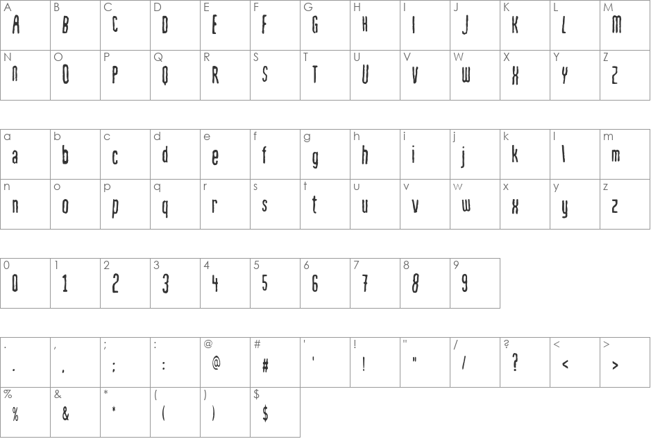 Mahrpedig Sans font character map preview