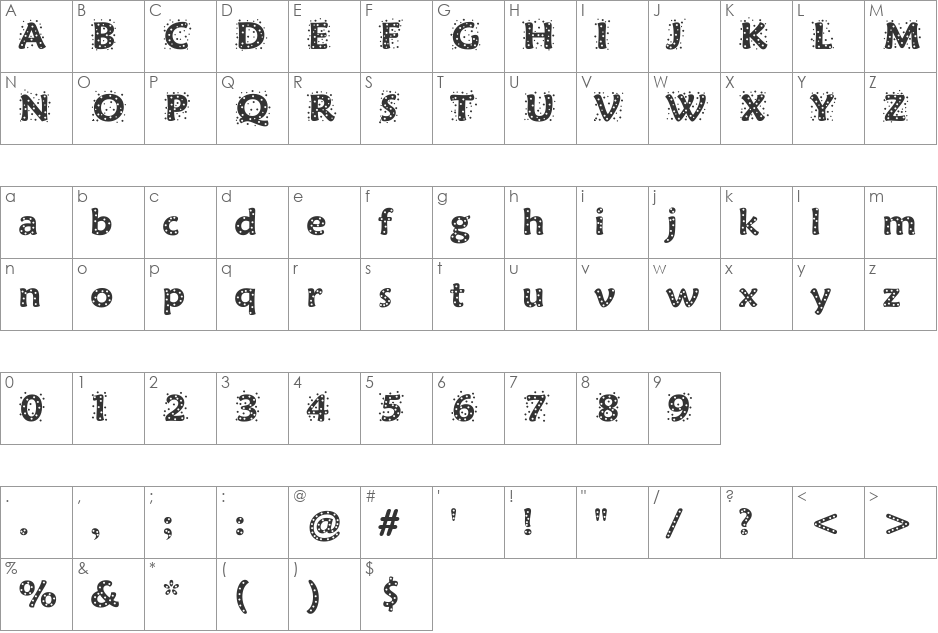 Maiandra GD font character map preview