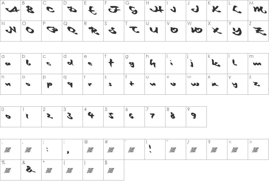 MaidenVoyage font character map preview