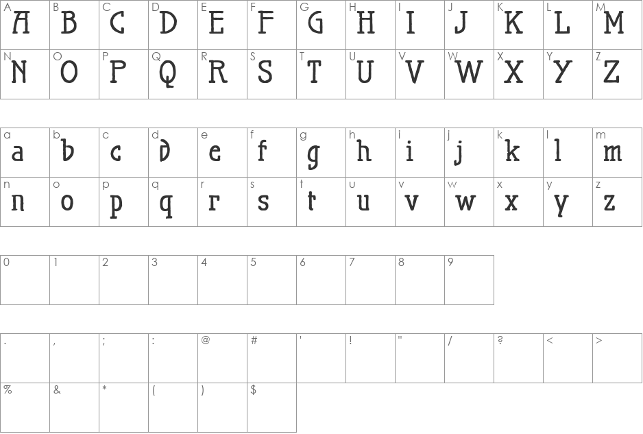 Maiers Nr.21 Pro font character map preview