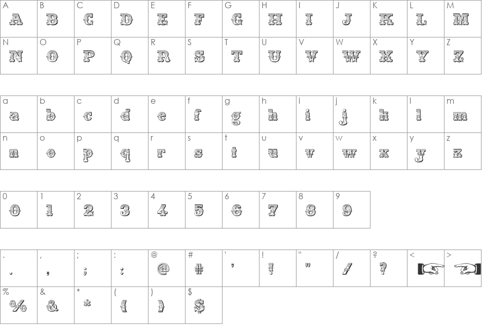 Main Strike font character map preview