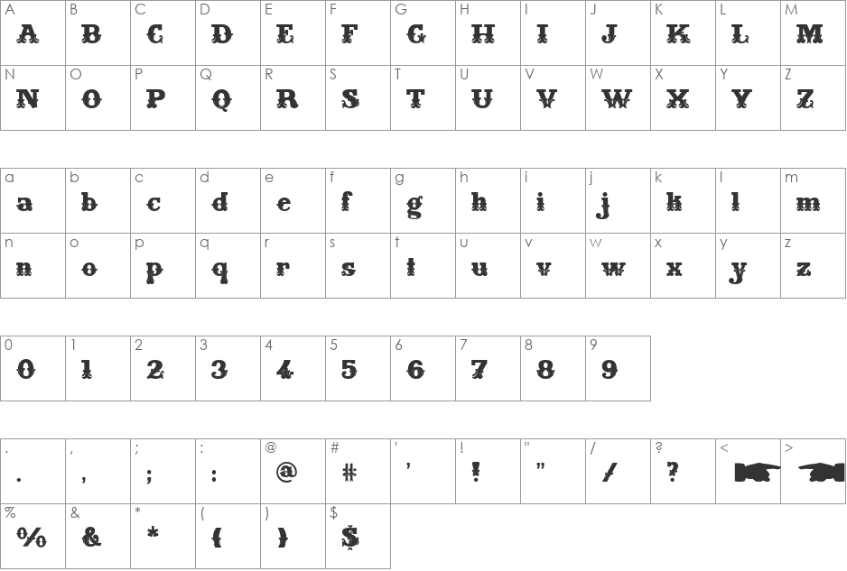 Main Strike Fill font character map preview