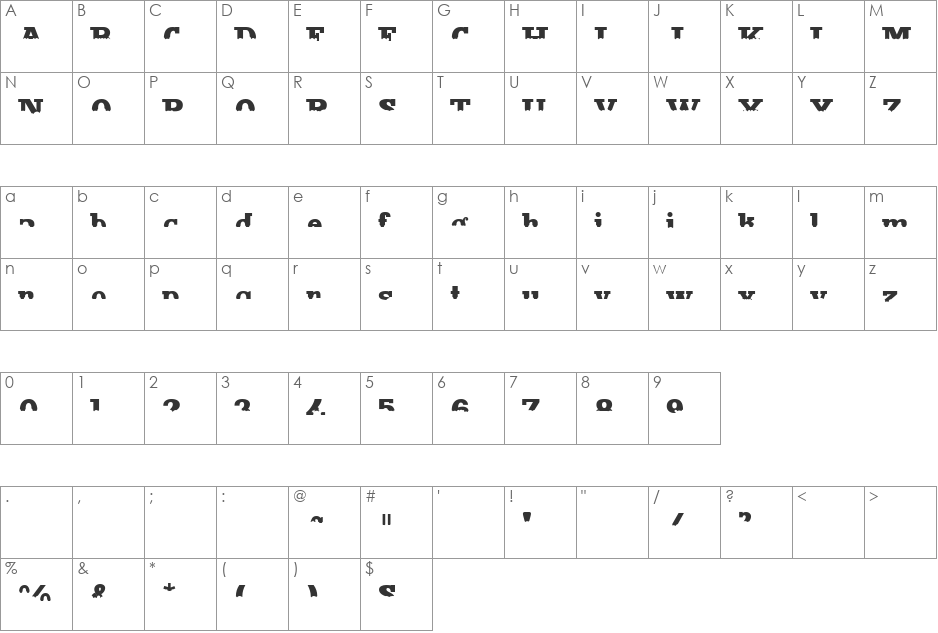 Main Strike Half Fill font character map preview