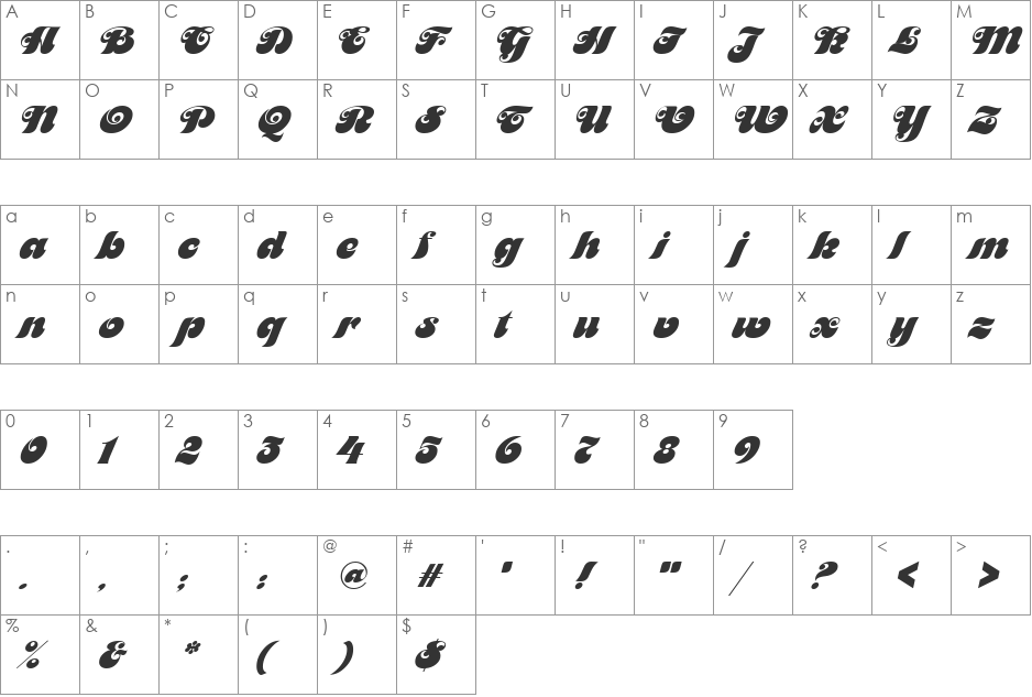 Maitre-d font character map preview