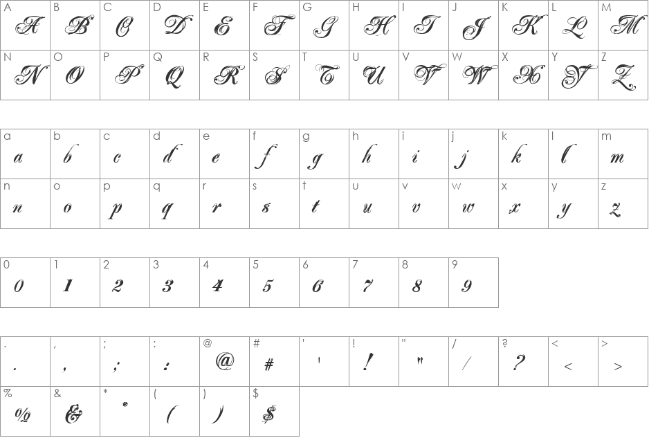 Majestic X font character map preview