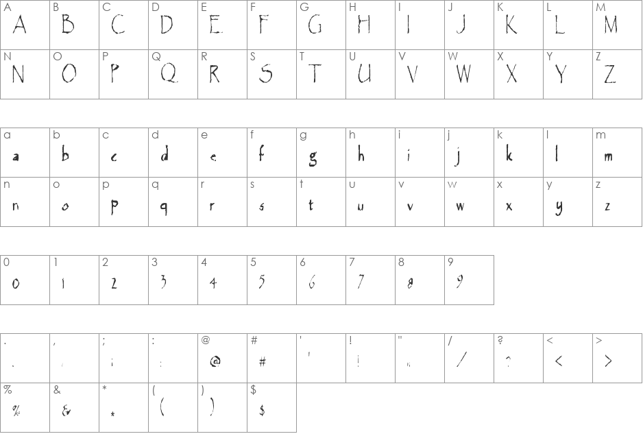 MajorEarthquake font character map preview