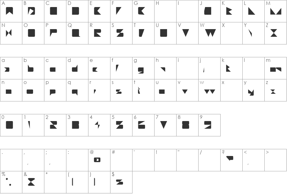 MAJORIE font character map preview