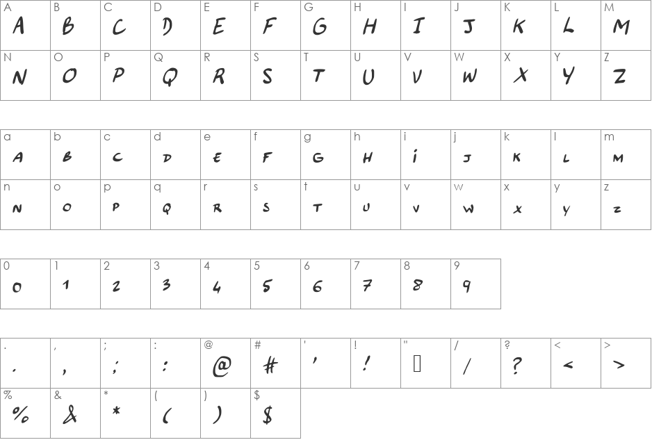 majusculesBD font character map preview
