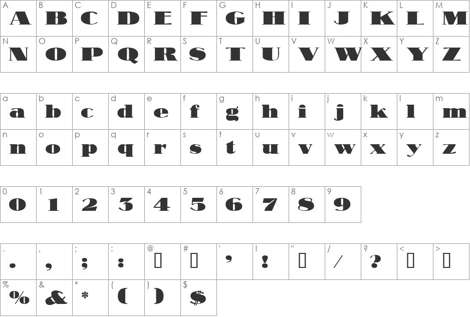 MakarDisplaySSi font character map preview