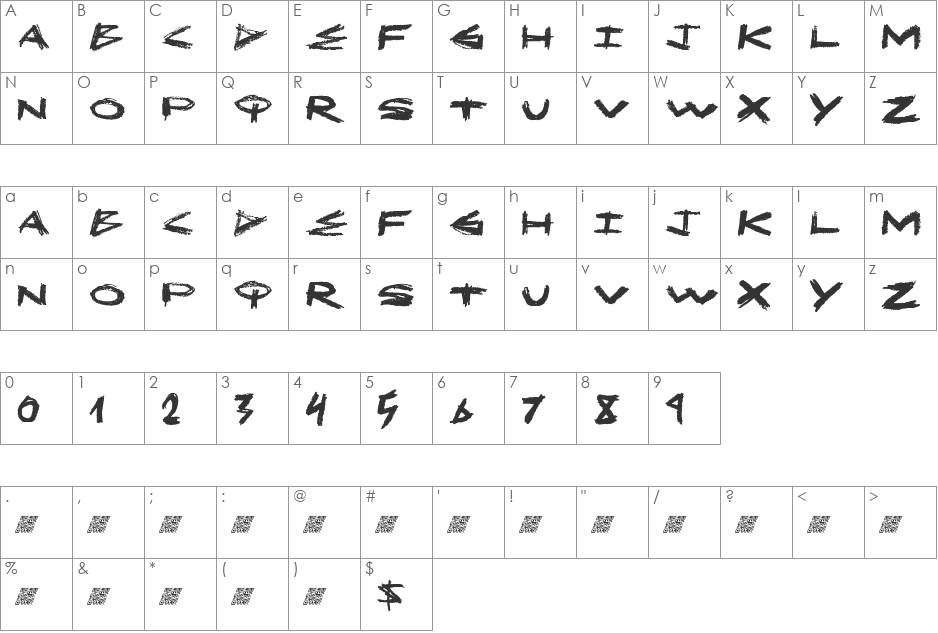MakeOut font character map preview
