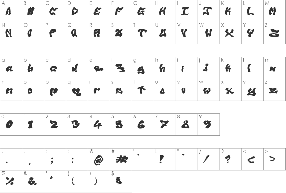 Avalon Old Skool Graff font character map preview