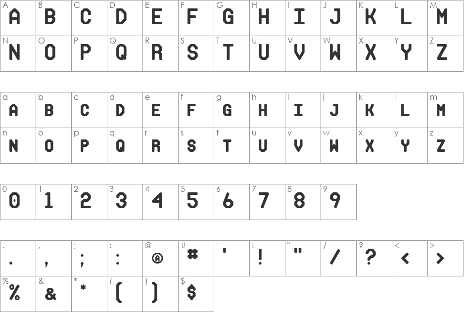 Makisupa font character map preview