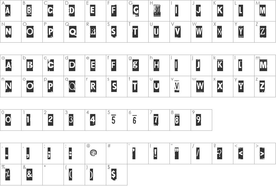 Maksukehoitus font character map preview