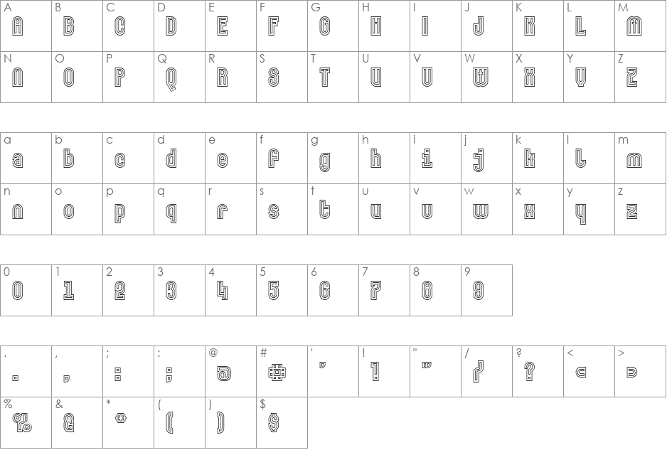 MakushkaQuadriga font character map preview