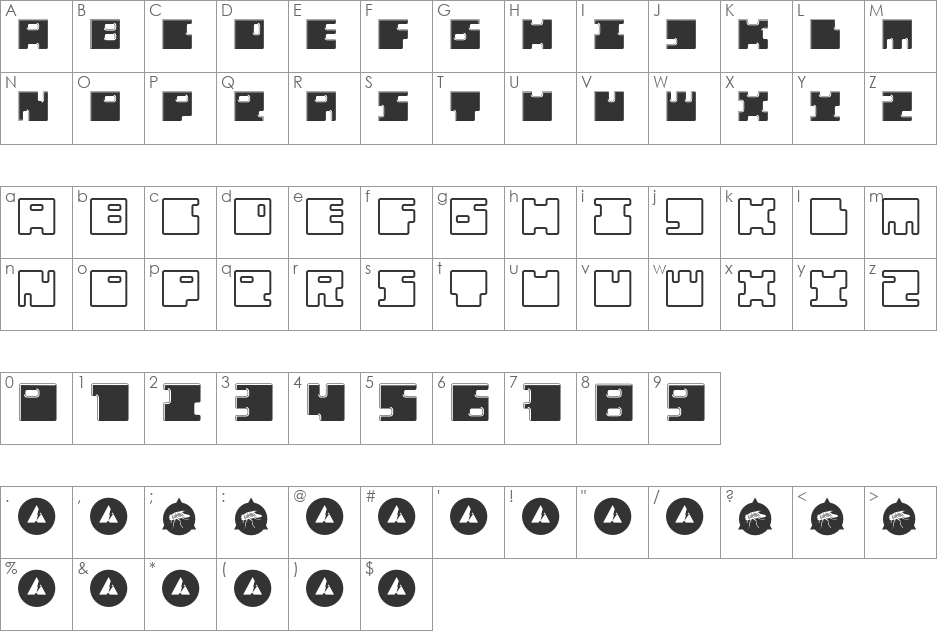 MALAJENO font character map preview