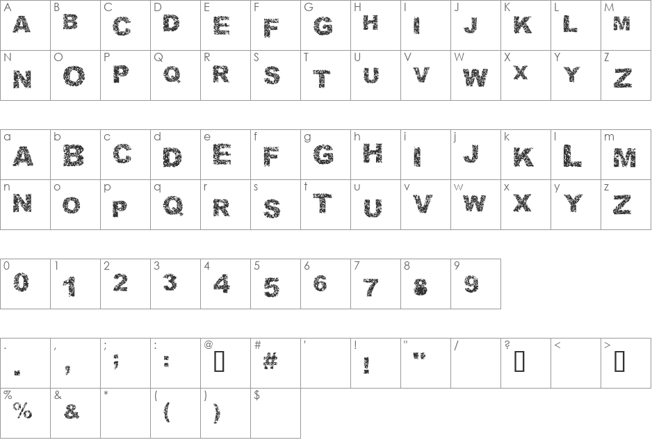 Malapropism font character map preview