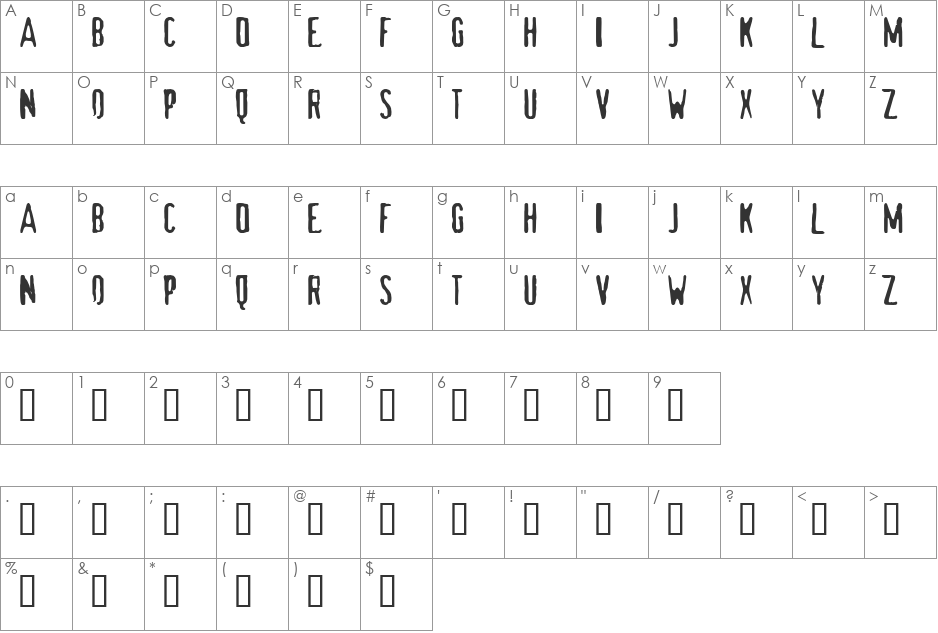 maldita font character map preview