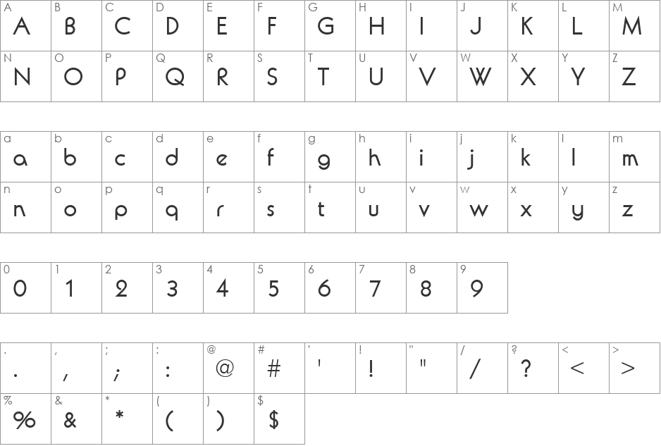 AvalonURWTMed font character map preview
