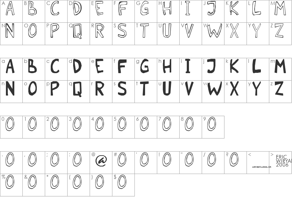 Malkmus_erc_001 font character map preview