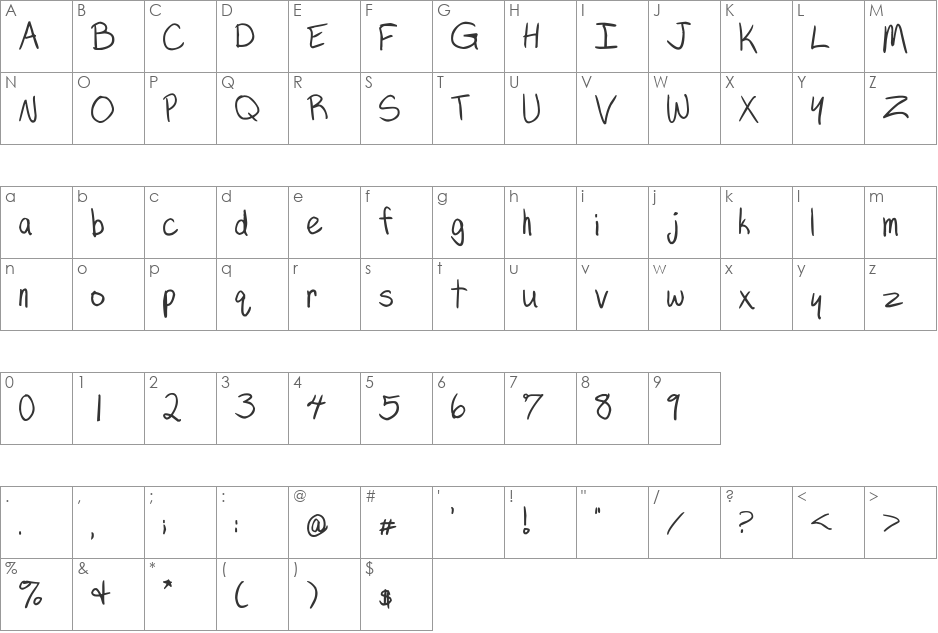 Malprint TAKE2 font character map preview
