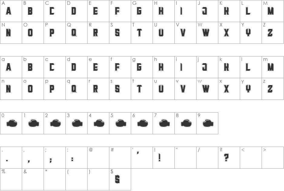 Mama Punch font character map preview