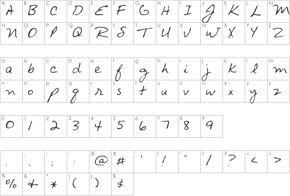 Avant que... font character map preview