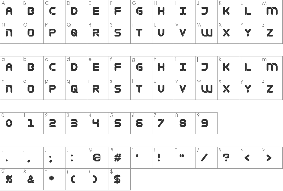 Mametosca 026 font character map preview