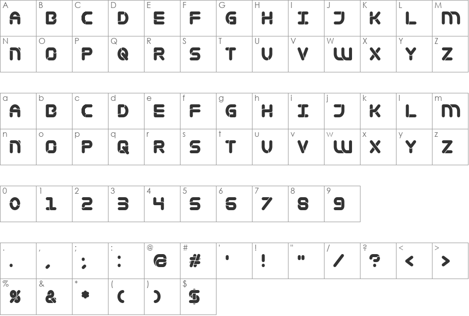 Mametosca 026 font character map preview