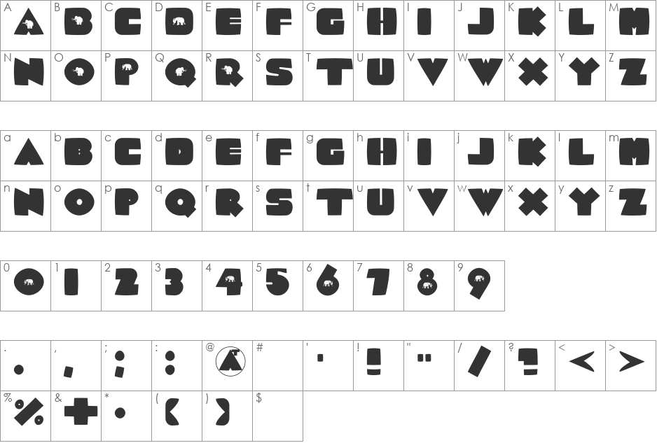 MammotishSquares font character map preview