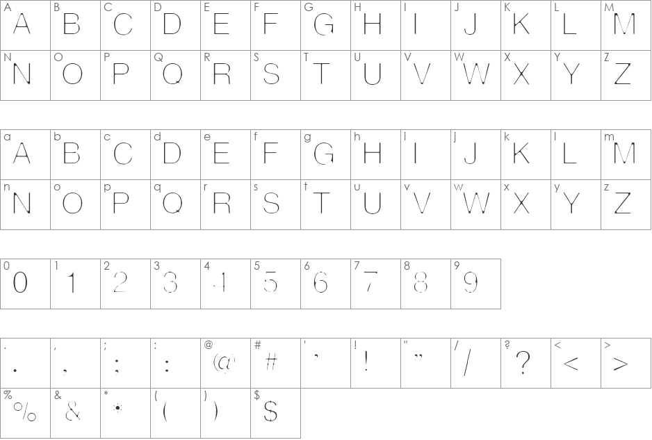 Man font character map preview
