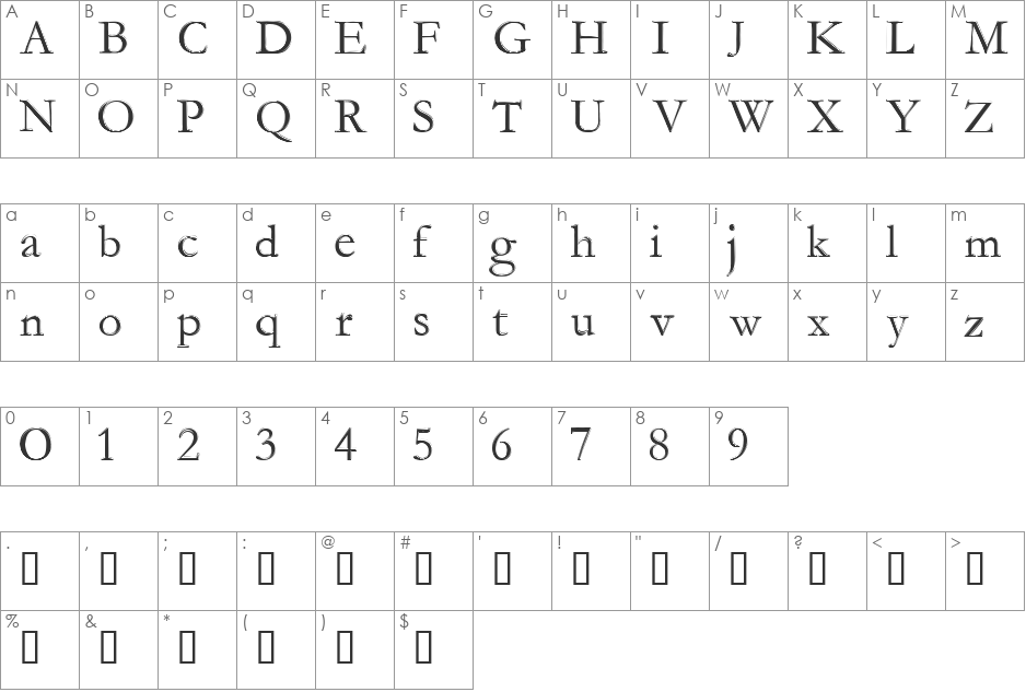 Mana Mana font character map preview