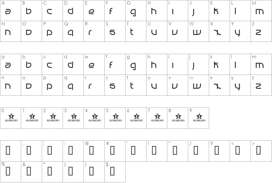 MANABU_ font character map preview