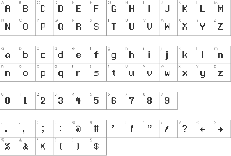 Manaspace font character map preview