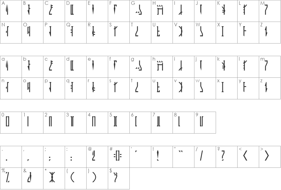 Mandalorian font character map preview