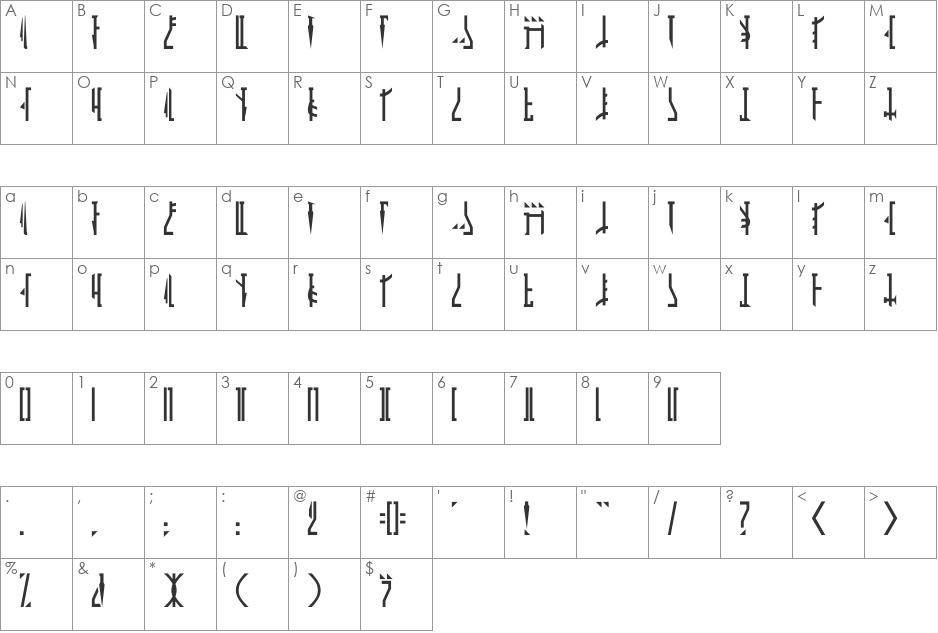 Mandalorian font character map preview