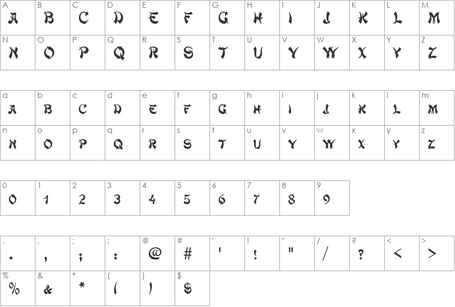 MandarinSCD font character map preview