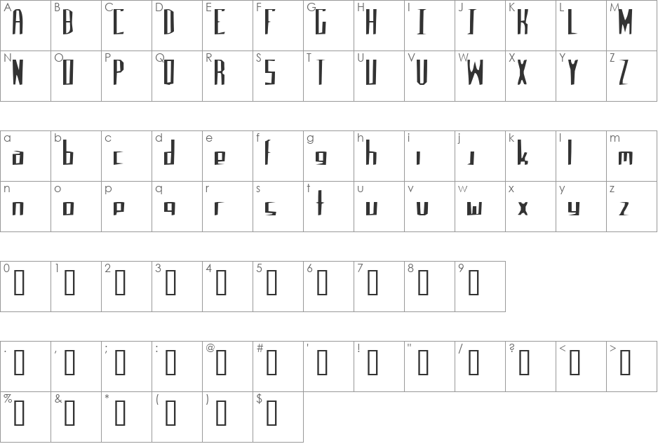 Mandible Mama font character map preview
