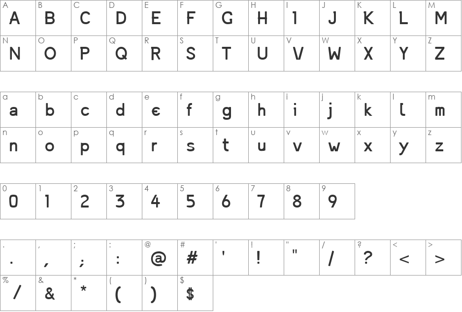 Mandinga font character map preview
