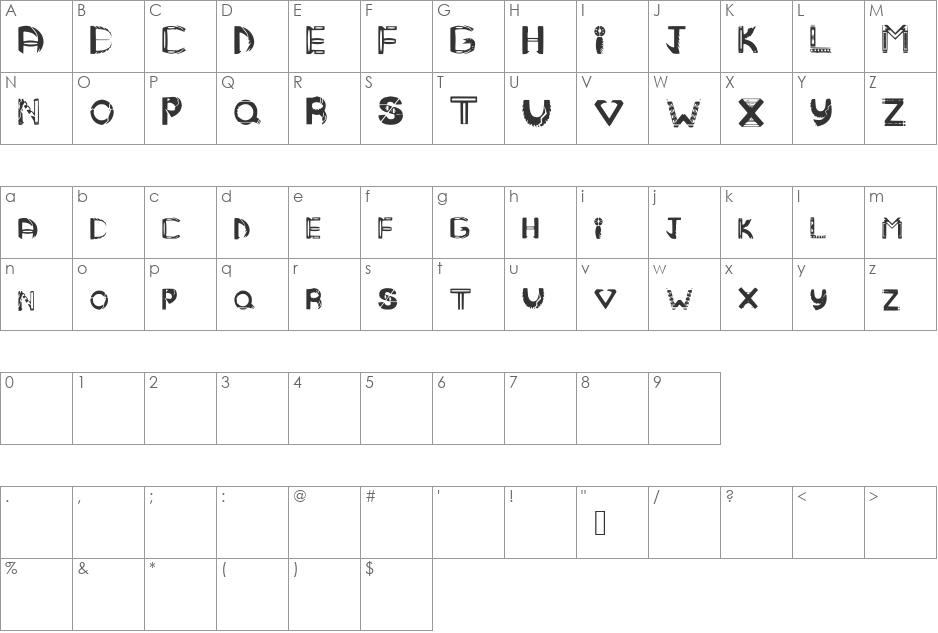 MANDMTRIBAL font character map preview